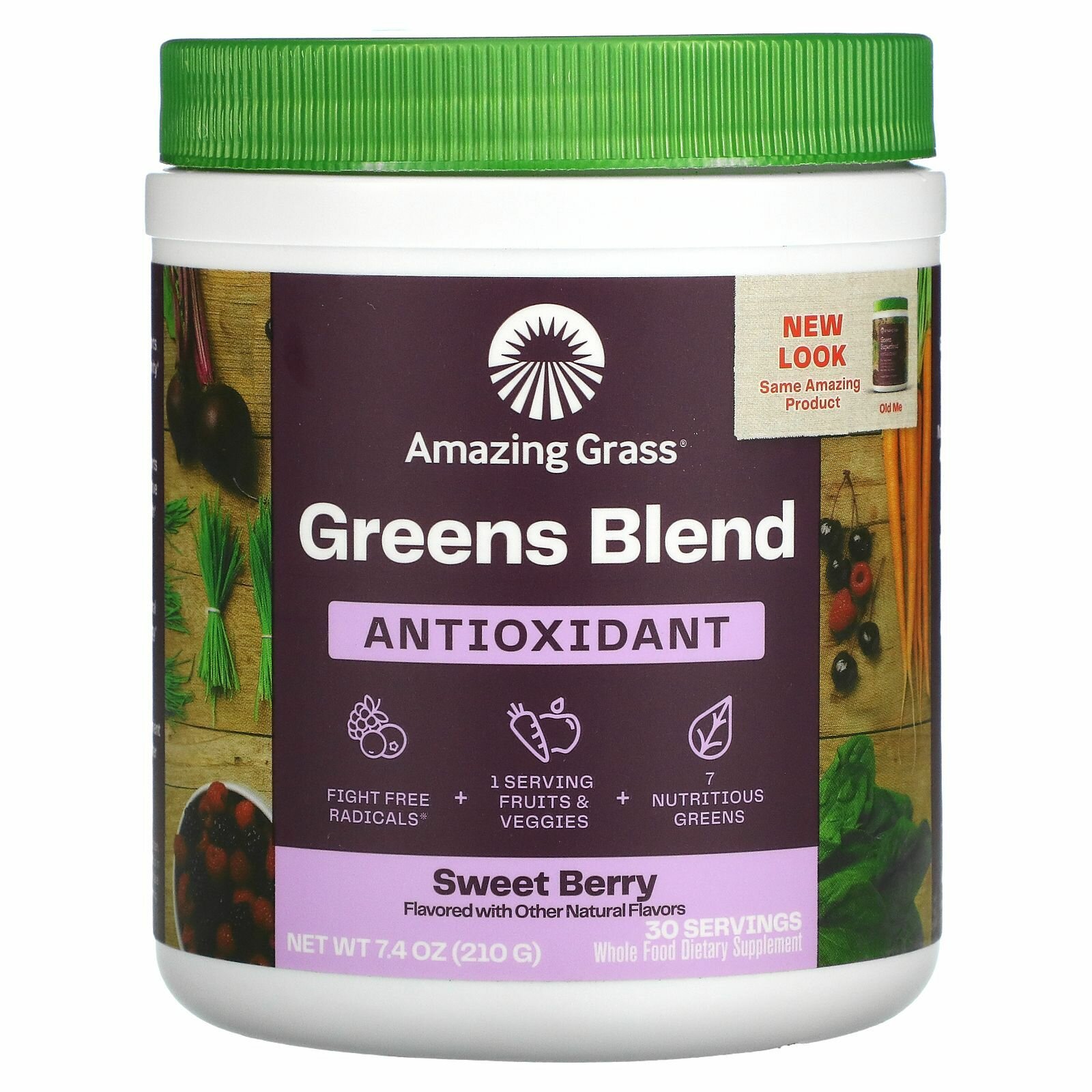 Amazing Grass, Антиоксидант Green Superfood Antioxidant, сладкая ягода, 210 г