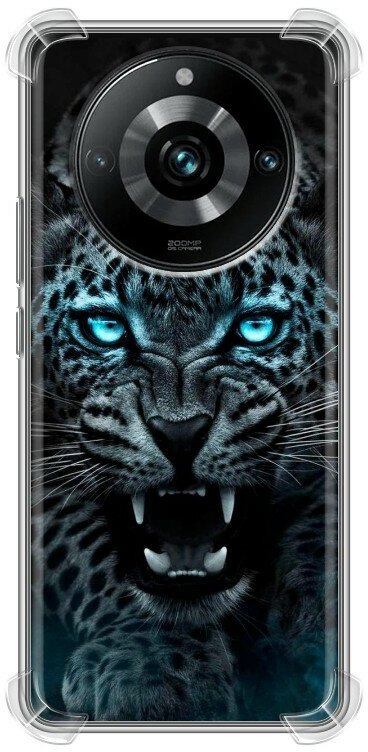 Дизайнерский силиконовый с усиленными углами чехол для Realme 11 Pro+ / Realme 11 Pro Plus Темный леопард
