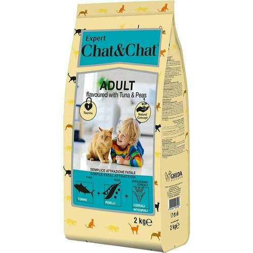 Сухой корм Chat&Chat Expert Premium Adult flavoured with tuna & peas, для взрослых кошек с тунцом и горохом, 2кг