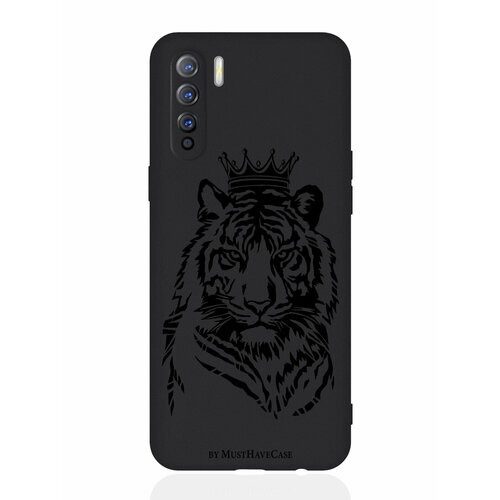 Чехол для смартфона OPPO A91/ OPPO Reno3 черный силиконовый Тигр с Короной дизайнерский пластиковый чехол для oppo a91 reno3 металл