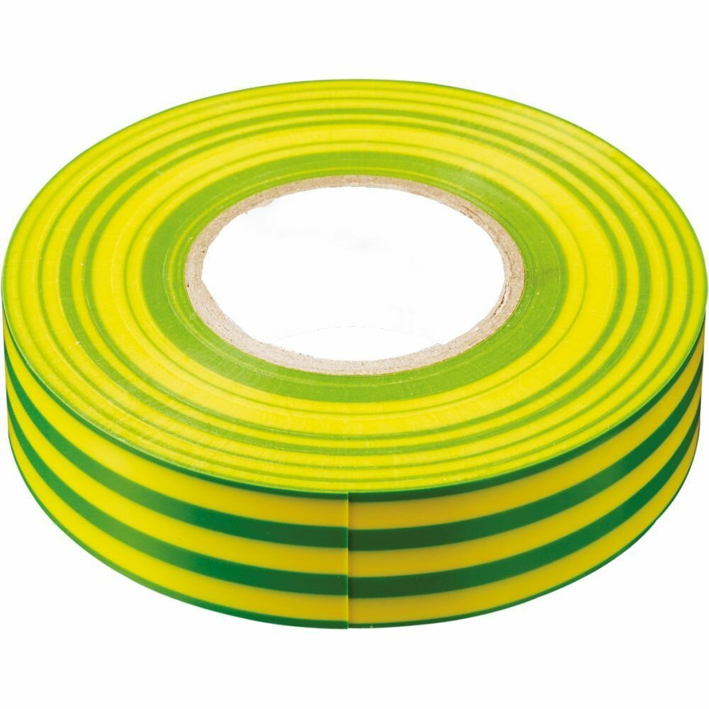 Изоляционная лента 0,13*15 мм. 10 м. желто-зеленая, INTP01315-10 арт. 32827