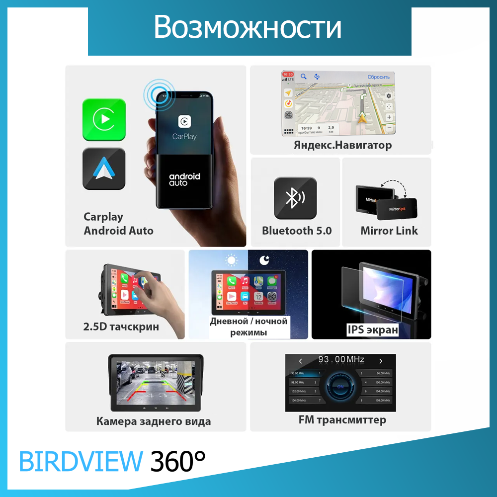 Carplay 7" сенсорный IPS монитор