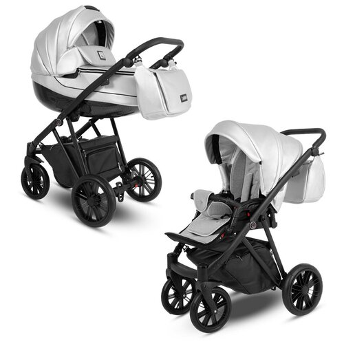 Коляска 2в1 Camarelo Zeo Серебро экокожа