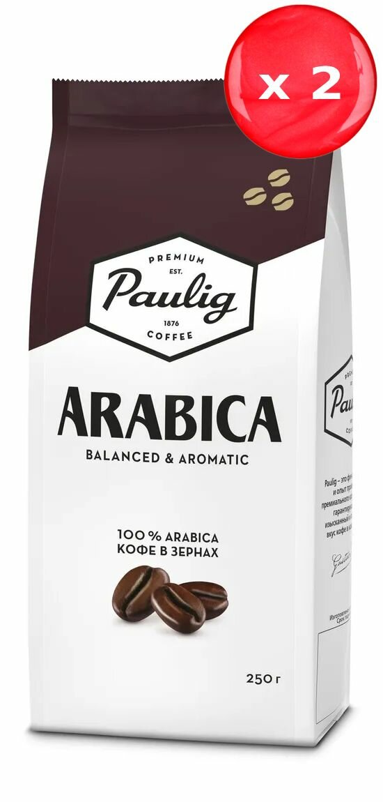Кофе в зернах Paulig Arabica 250 г, набор из 2 шт.