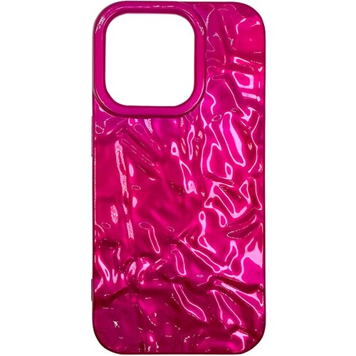 Силиконовый чехол с текстурой фольги для iPhone 15 Pro Max, iGrape (Розовый)