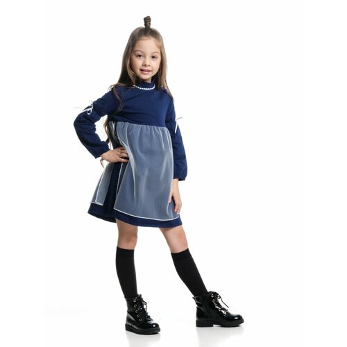 Платье Mini Maxi, размер 116, синий платье mini maxi футер хлопок трикотаж однотонное размер 110 синий