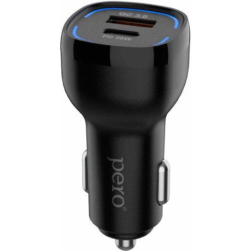 АЗУ Pero AC05 USB-A QC3.0 + USB-C PD 38W, черное азу vlp c power 38w usb usb c black