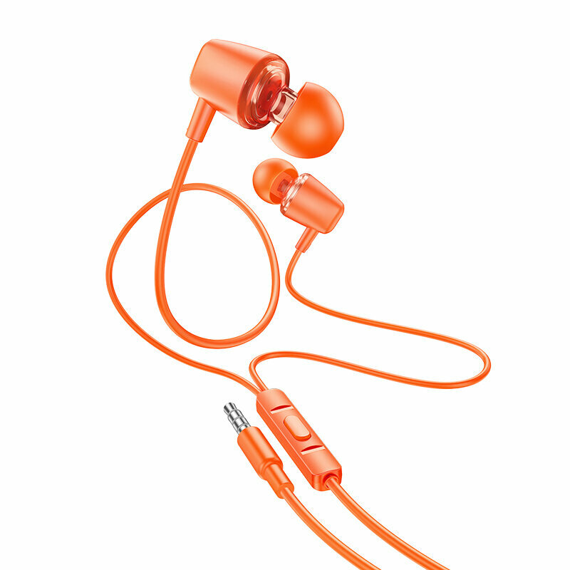 Наушники M107, Discoverer universal earphones, HOCO, вакуумные, оранжевый