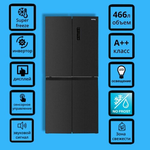 Холодильник Korting KNFM 84799 XN с инверторным двигателем объем 466 л сенсорное управление Full No Frost зона свежести класс А 14999000₽