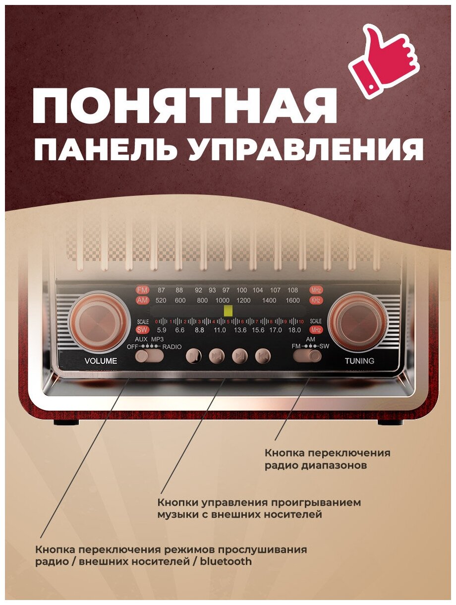 Радиоприёмник RITMIX RPR-089 REDWOOD