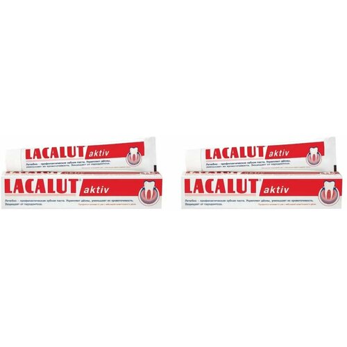 lacalut зубная паста activ защита десен и бережное отбеливание 75 мл 2 штуки Lacalut Зубная паста Aktiv, 75мл, 2 шт
