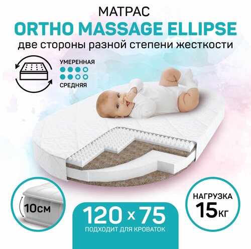 Матрас AmaroBaby с ортопедическим массажным эффектом, Ortho Massage Ellipse (овальный) 1250 x 750 х 100