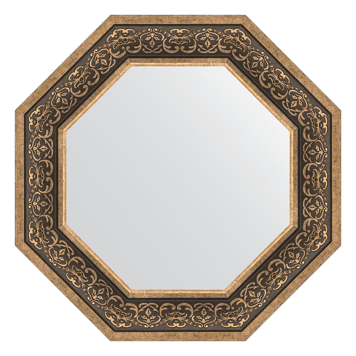 Зеркало настенное Octagon EVOFORM в багетной раме вензель серебряный, 64х64 см, для гостиной, прихожей, кабинета, спальни и ванной комнаты, BY 7378