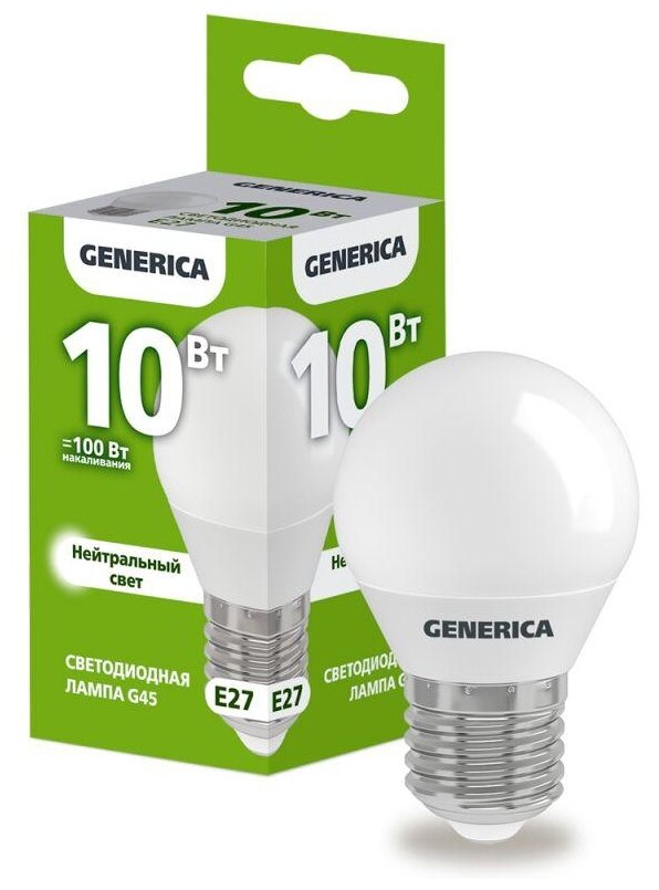 Лампа светодиодная Generica G45-10-E27, E27, G45, 10 Вт, 4000 К
