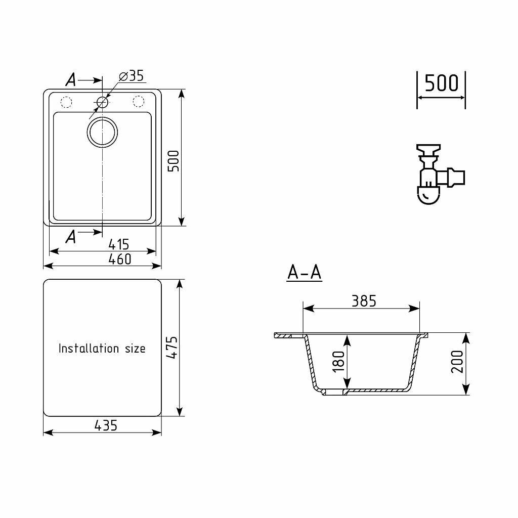 Кухонная мойка Ulgran Quartz Forte 460-09 мокрый асфальт