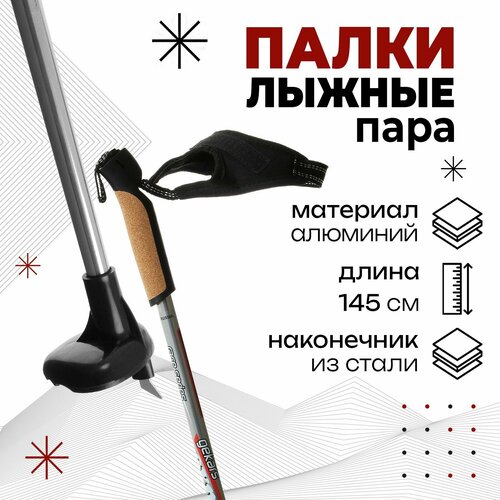 фото Лыжные палки "gekars expert plus", длина 145 см, цвет серебристый нет бренда