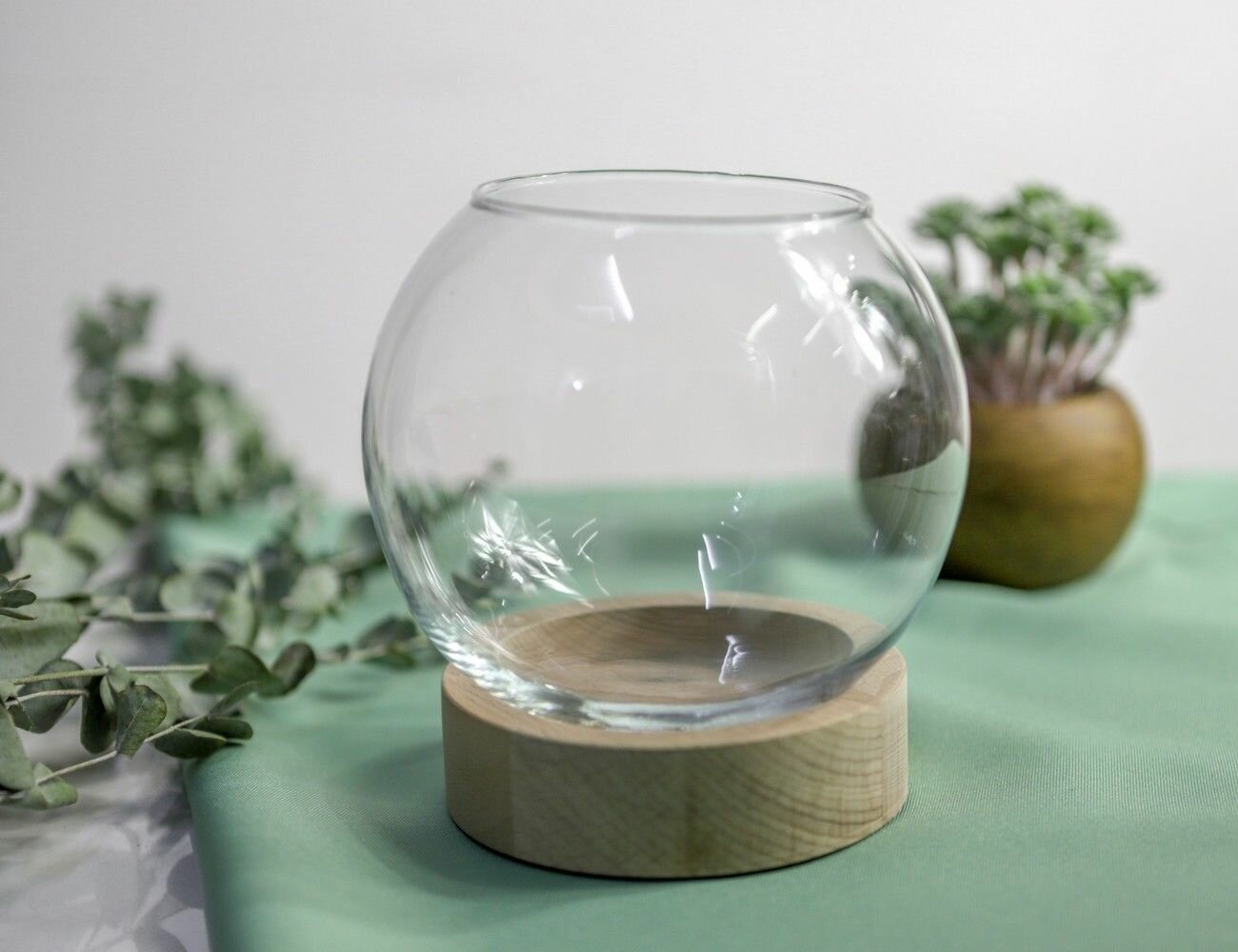 Edelman, Стеклянный шар-флорариум на деревянной подставке сфера творчества, прозрачный, 17х14 см 1028077