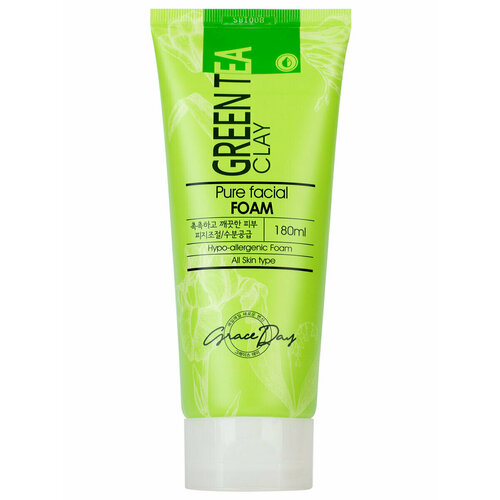 Купить Grace Day Пенка для умывания с зеленой глиной - Green tea clay pure facial foam, 180мл, зеленый