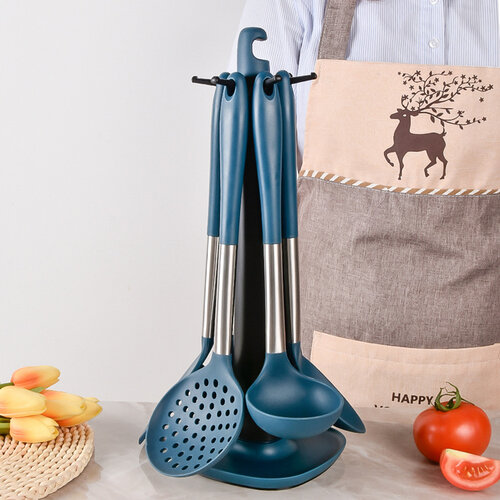 Набор кухонных принадлежностей с подставкой SXLT Company 31-HENGYU-112, 6 предметов, бирюзовый