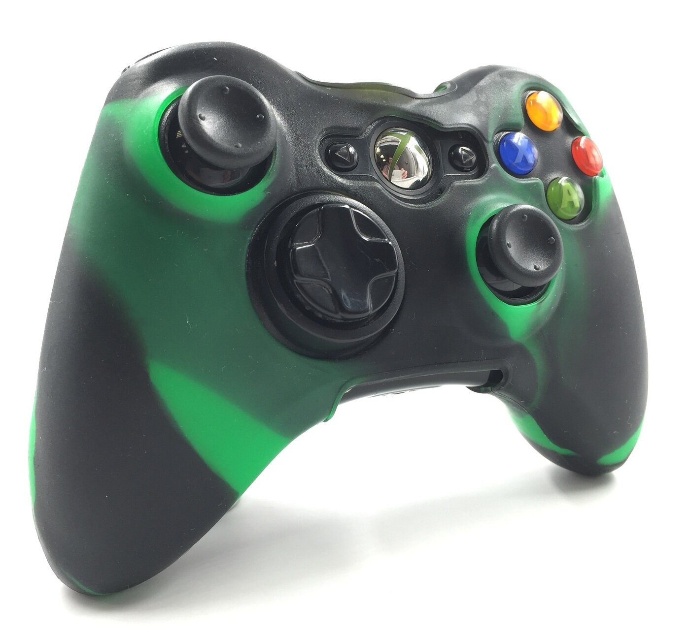 Чехол на геймпад XBOX 360 Черно-зеленый (Black-Green)/полное силиконовое покрытие + защита от ударов