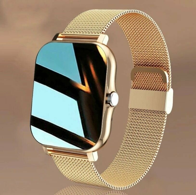 Умные часы Y13 SmartWatch (золото с двумя браслетами 1. Браслет металл золото перфорированный, 2. Браслет силикон золото.)