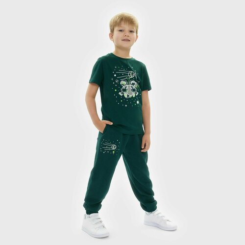 Брюки спортивные Роскосмос, размер 116, зеленый брюки роскосмос размер 116 фиолетовый
