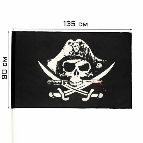 Флаг Пиратский, 90 х 135 см, полиэфирный шелк, без древка большой флаг пиратский флаг 145 90 см