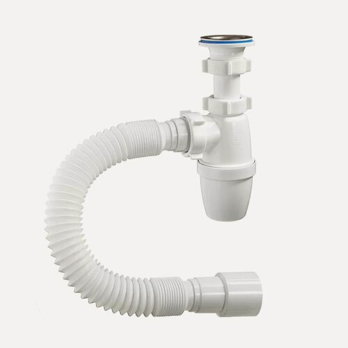 Изображение товара Сифон Orio А-3202 для мойки бутылочный с гибкой трубой 1 1/4", 40х40/50 мм