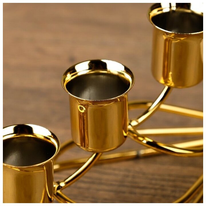 Подсвечник металл на 3 свечи "Капли" золото 15х9х9 см - фотография № 4