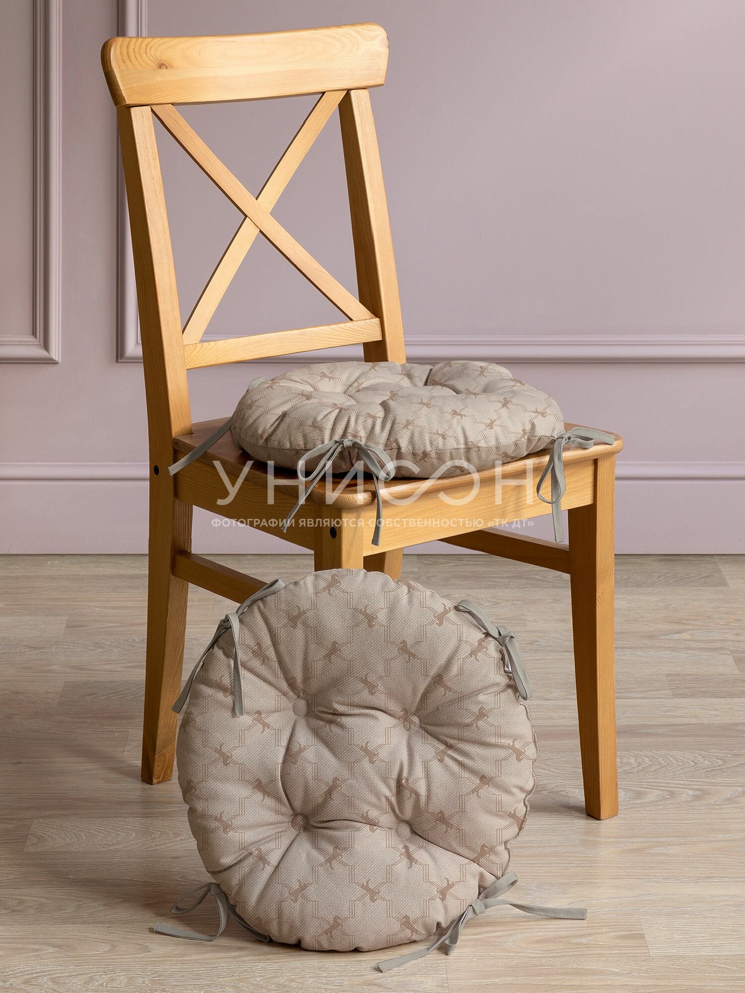Комплект подушек на стул с тафтингом круглых d40 (2 шт) "Унисон" рис 33035-1 British Club