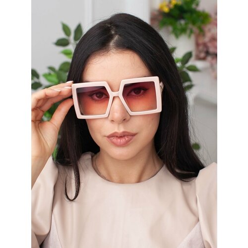 фото Солнцезащитные очки неушанка, квадратные, оправа: пластик, с защитой от уф, для женщин, коричневый