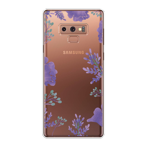 Силиконовый чехол на Samsung Galaxy Note 9 / Самсунг Галакси Нот 9 Сиреневая цветочная рамка, прозрачный