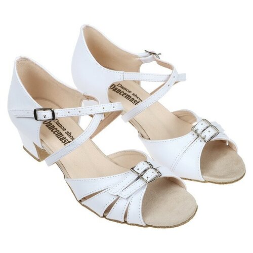Туфли танцевальные рейтинговые для девочек, модель 161Кd, натуральная кожа, цвет белый, размер 36