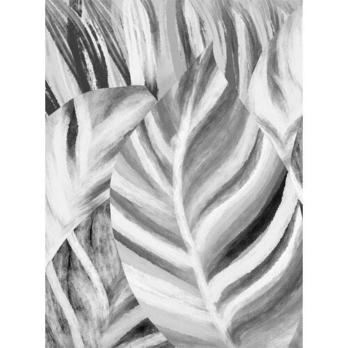 Моющиеся виниловые фотообои Фон банановые листья черно-белые, 200х270 см