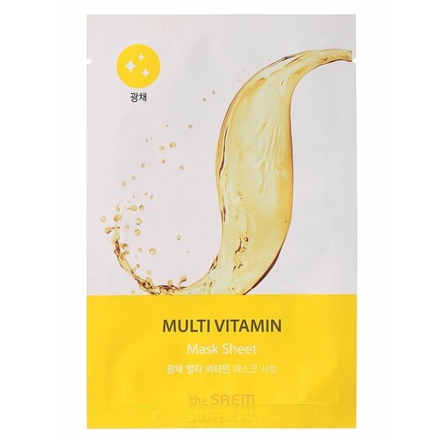 The Saem Тканевая маска Bio Solution Mask Multi Vitamin, 20 г, 20 мл тканевая маска для лица bio solution hydrating hyaluronic acid mask sheet 20г