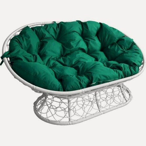 Изображение товара Диван M-group садовый Мамасан ротанг белый +зеленая подушка