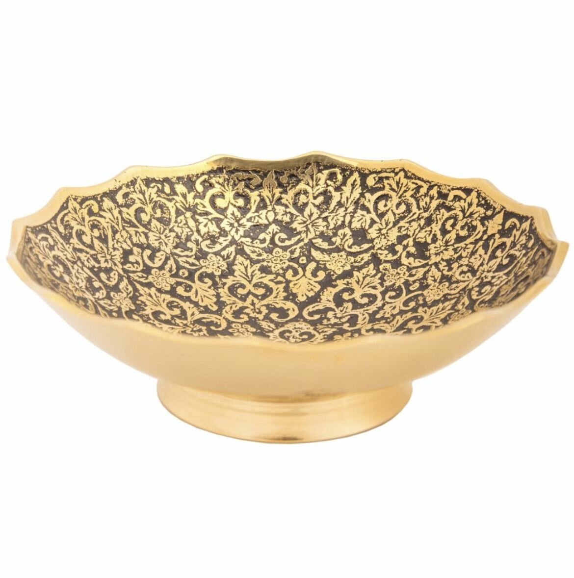 фото Ваза 13см металлическая (латунная), розетка для конфет, орешек, сухофруктов, латунь, черная эмаль