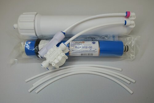 Изображение товара Корпус мембраны 1812-2012 с фитингами + мембрана 50 галонн + четырехходовой клапан + ограничитель потока + трубки соединительные