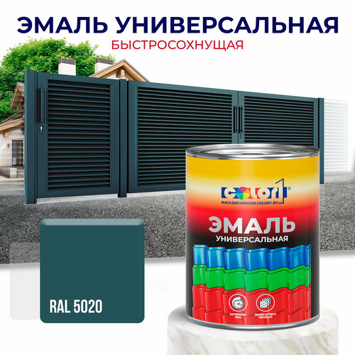 Эмаль универсальная быстросохнущая COLOR1, акриловая, матовая, цвет RAL5020