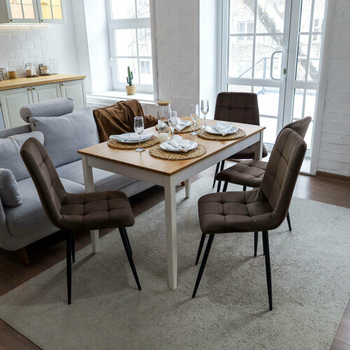 Комплект кухонных стульев Comiron SC-005 №73 / 4 ШТ, Стул кухонный коричневй вельвет