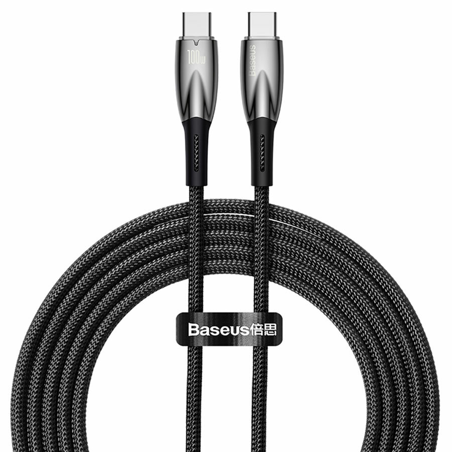 Кабель USB-C BASEUS Glimmer Series Type-C - Type-C, 6A, 100W, 2 м, черный