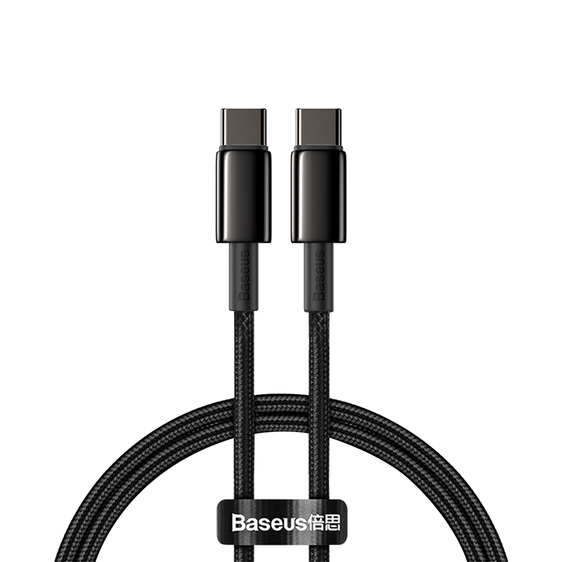 Baseus Кабель Baseus Tungsten Gold Fast Charging Data Cable Type-C - Type-C 100W 2м (CATWJ-A01) черный