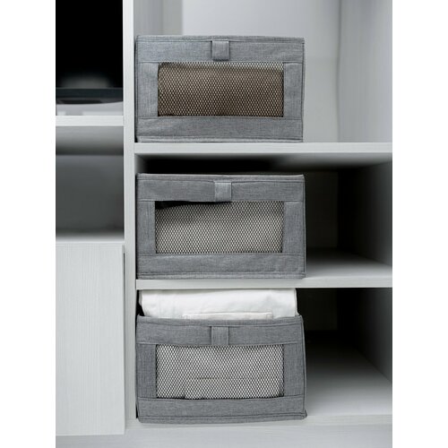 Органайзер для хранения вещей одежды коробка для полотенец белья с окном ящик для хранения 40х27х17см, Премиум