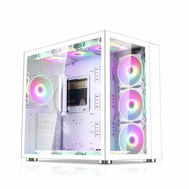 Корпус игрового компьютера с закаленным стеклом Gemini RGB стеклянный настольный корпус Micro-ATX/Mini-ATX/ATX белый 10 вентиляторов