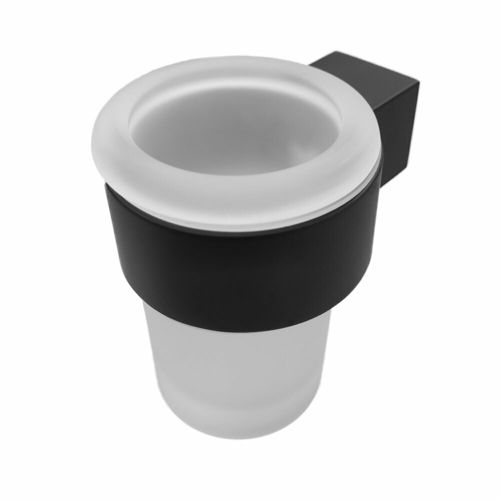 фото Стакан одинарный, коллекция лотос (ЛТ41ЧМ, матовое стекло, черный матовый, Альтасан