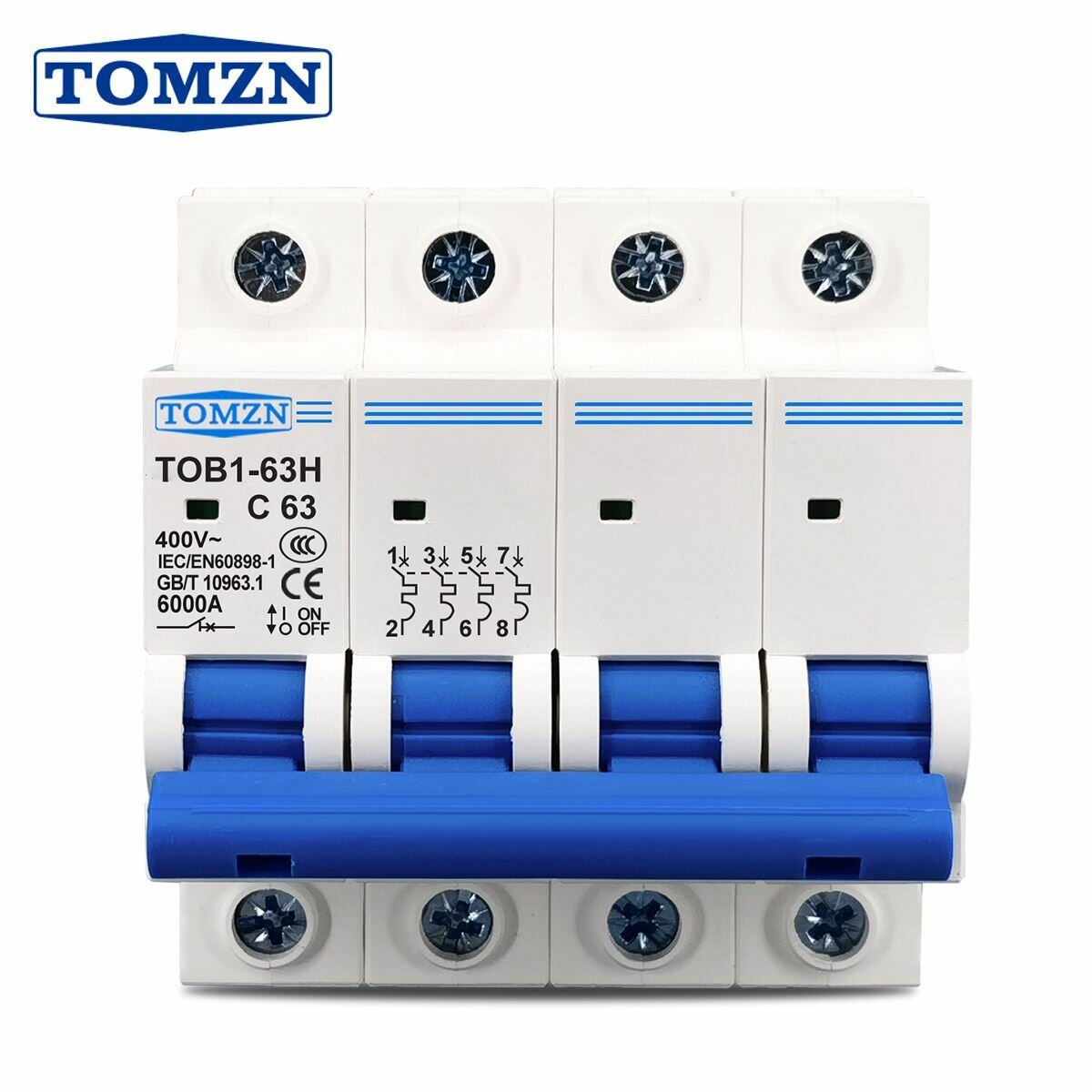 Автоматический выключатель TOMZN TOB1 4P 40А 6кА тип C