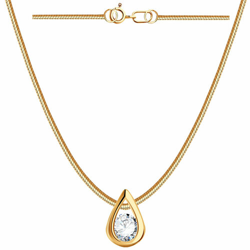 фото Колье diamant online, золото, 585 проба, фианит, длина 40 см., бесцветный