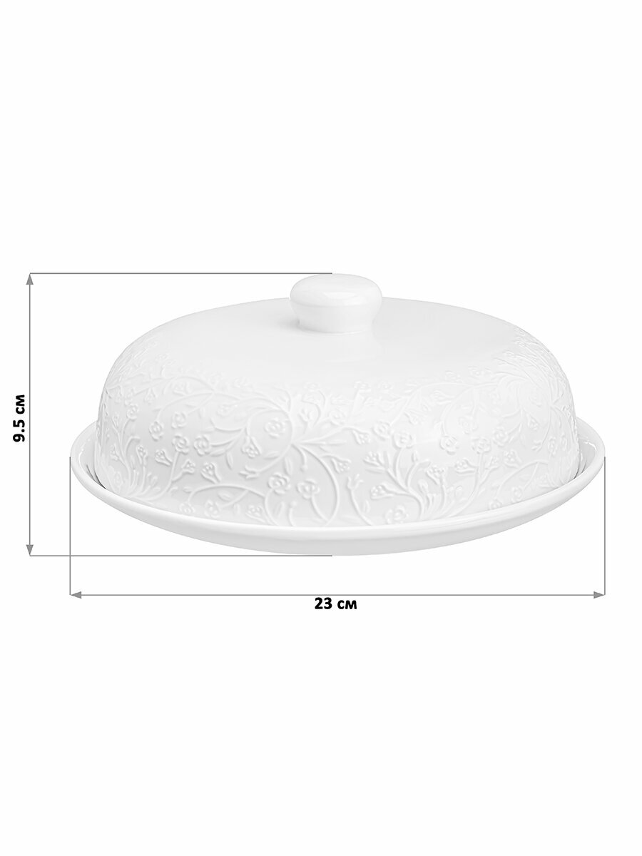 Картинки Блюдо для блинов сервировочное - блинница 23х23х9,5 см Elan Gallery Веточки-цветочки