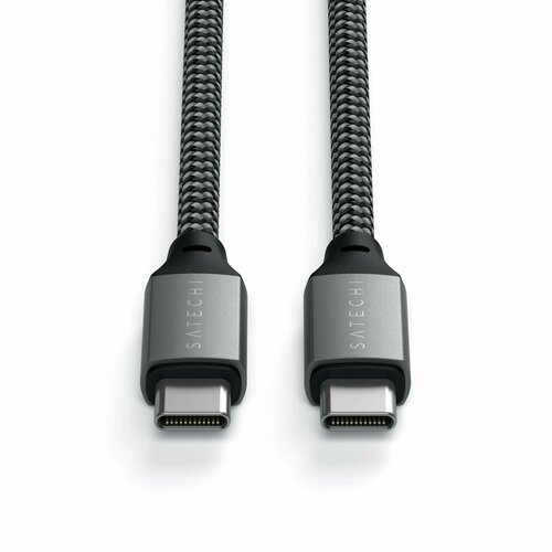 Кабель Satechi USB-C to USB-C 100W, длина 2 м. Цвет: серый космос. дата кабель с нейлоновой оплёткой satechi usb c 2 м фиолетовый purple