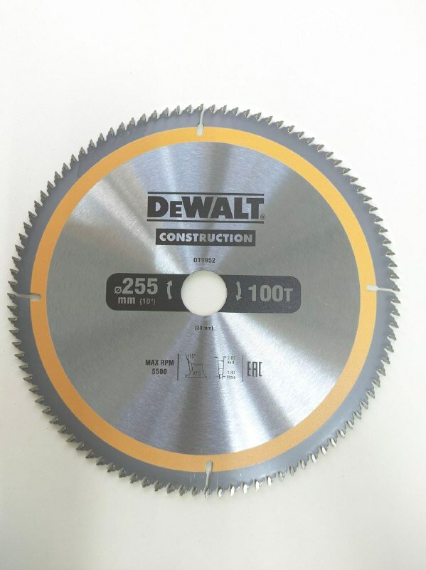 Диск пильный FlexVolt DeWalt DT1952, 255x30 мм, 100 зубьев для дерева